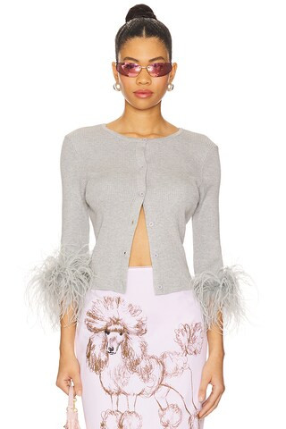 Milkwhite Cardigan With Feathers in Grey from Revolve.com | Revolve Clothing (Global)
