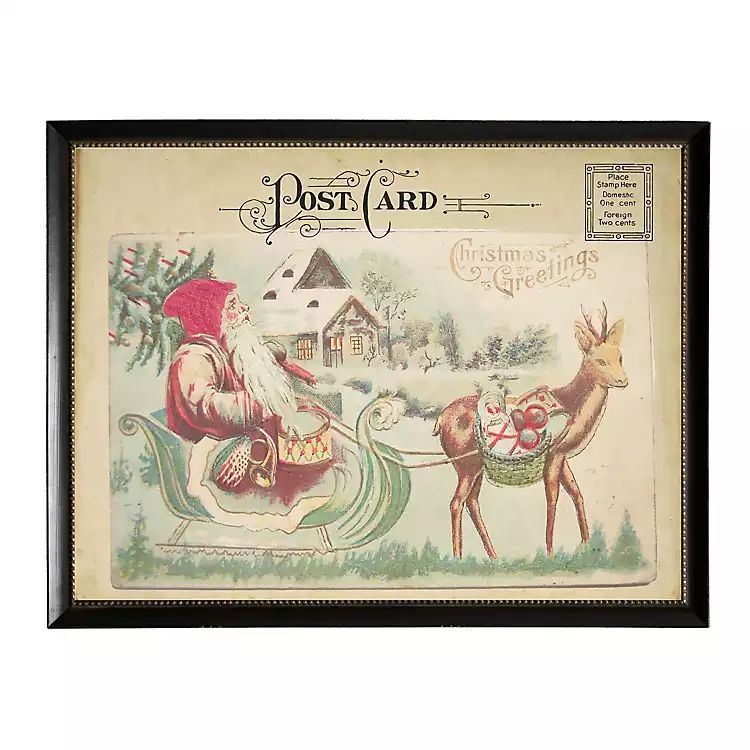 Santa Sleigh Post Card Christmas Art Print | Kirkland's Home