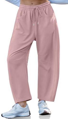 TARSE Women's Barrel Sweatpants Workout Active Joggers Pants Harem Baggy Lounge Bottoms, GrayPink S | Amazon (US)