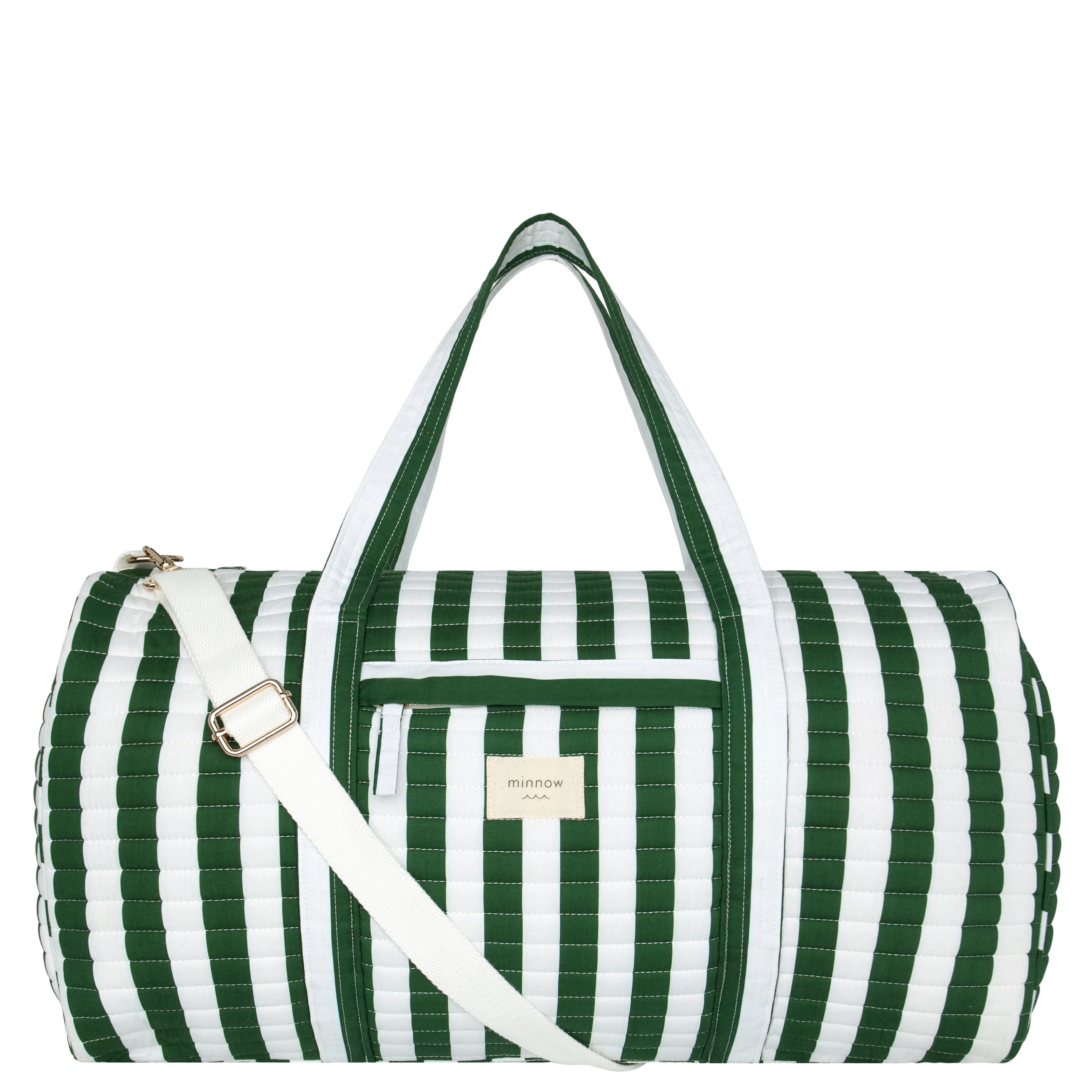 charleston green cabana stripe weekender bag | minnow