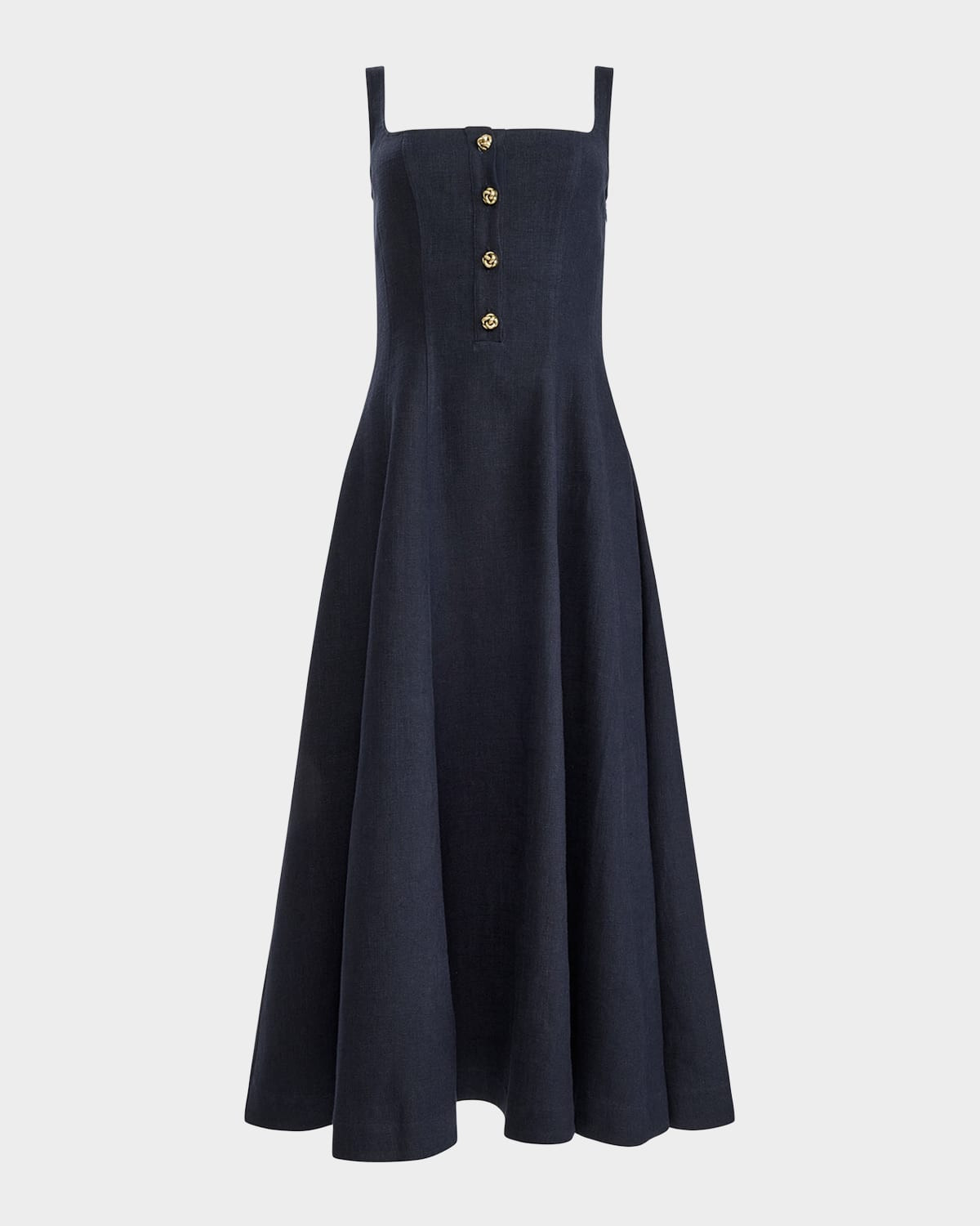 Orrie Sleeveless Linen-Blend Tea-Length Dress | Neiman Marcus