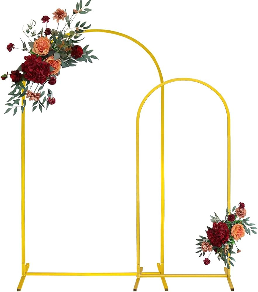 Gold Metal Arch Backdrop Stand 2 Set 7.2FT, 6FT Wedding Arch Stand Arched Door Frame for Birthday... | Amazon (US)