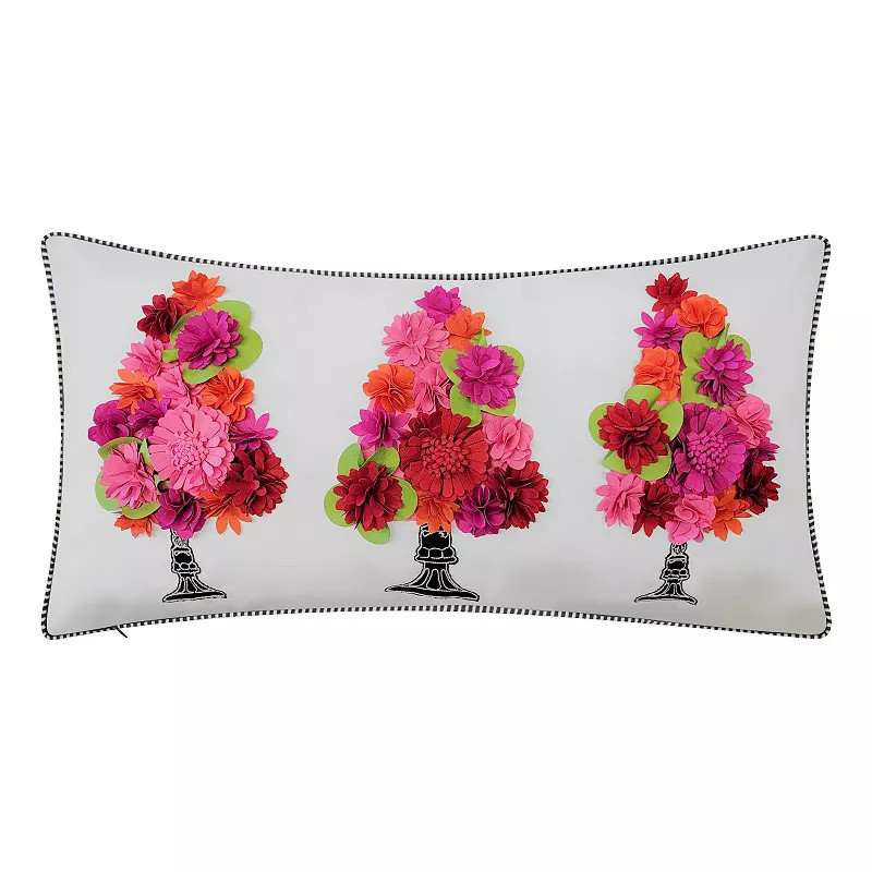 Edie@Home Indoor Outdoor Dimensional Topiary with Embroidered Pots Throw Pillow, Pink | Kohl's
