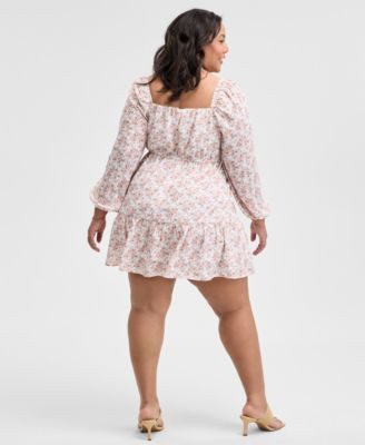 And Now This Trendy Plus Size Printed Peasant Mini Dress, Exclusively at Macy's - Macy's | Macy's