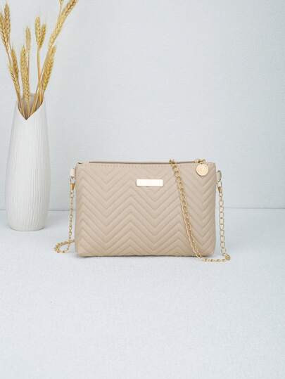Ladies New Fashion Wave Embossed Chain Messenger Bag, Shoulder Bag, Clutch Bag, Envelope Bag, | SHEIN