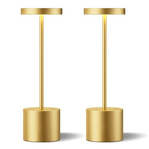 Kakanuo Gold Cordless Lamp Set, Rechargeable Lamps, 3 Color Temperature, LED Outdoor Wireless Lamp, Battery Operated Lamps, Stepless Dimmable, Touch Control | Amazon (US)