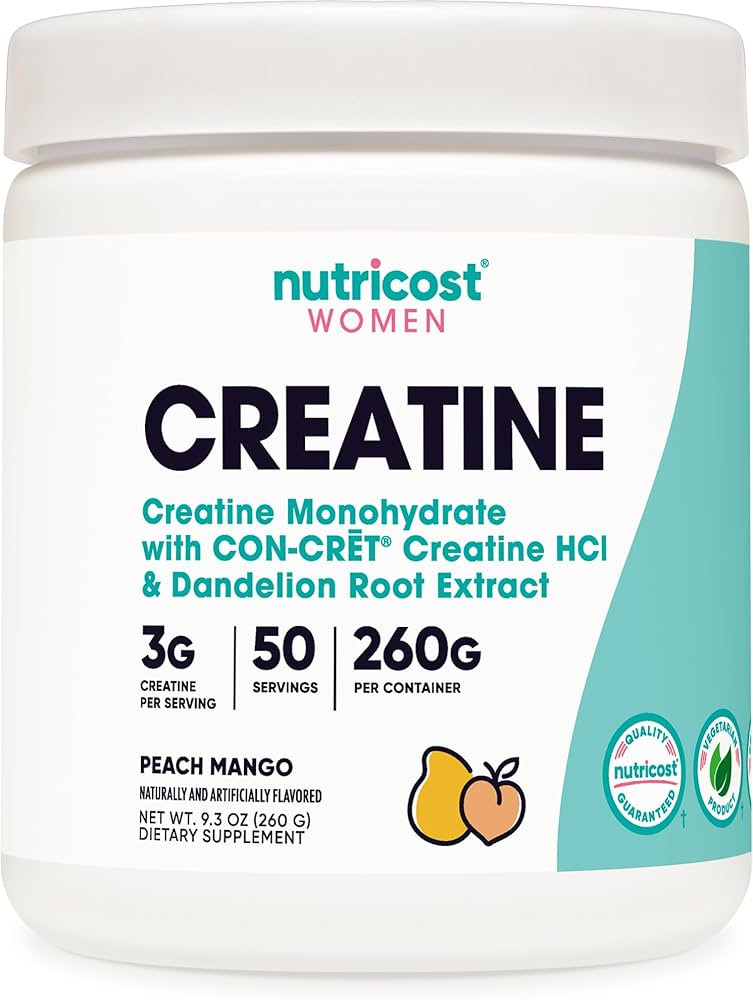 Nutricost Creatine Monohydrate Powder for Women, Micronized, Peach Mango Flavor, 50 Servings - Ve... | Amazon (US)