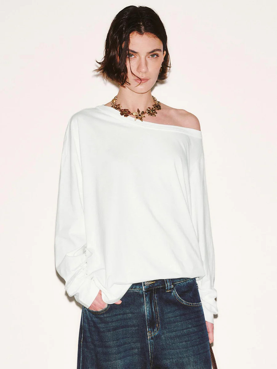 One Shoulder Long Sleeve T-Shirts | Urban Revivo
