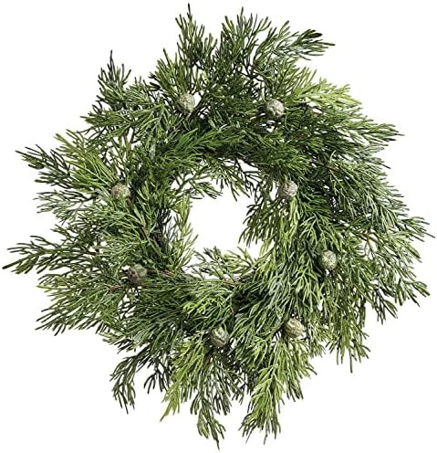 Juniper Pillar Candle Ring, 12 Inches Diameter, Artificial Juniper Pine, Candle Holder Ring, Christm | Amazon (US)