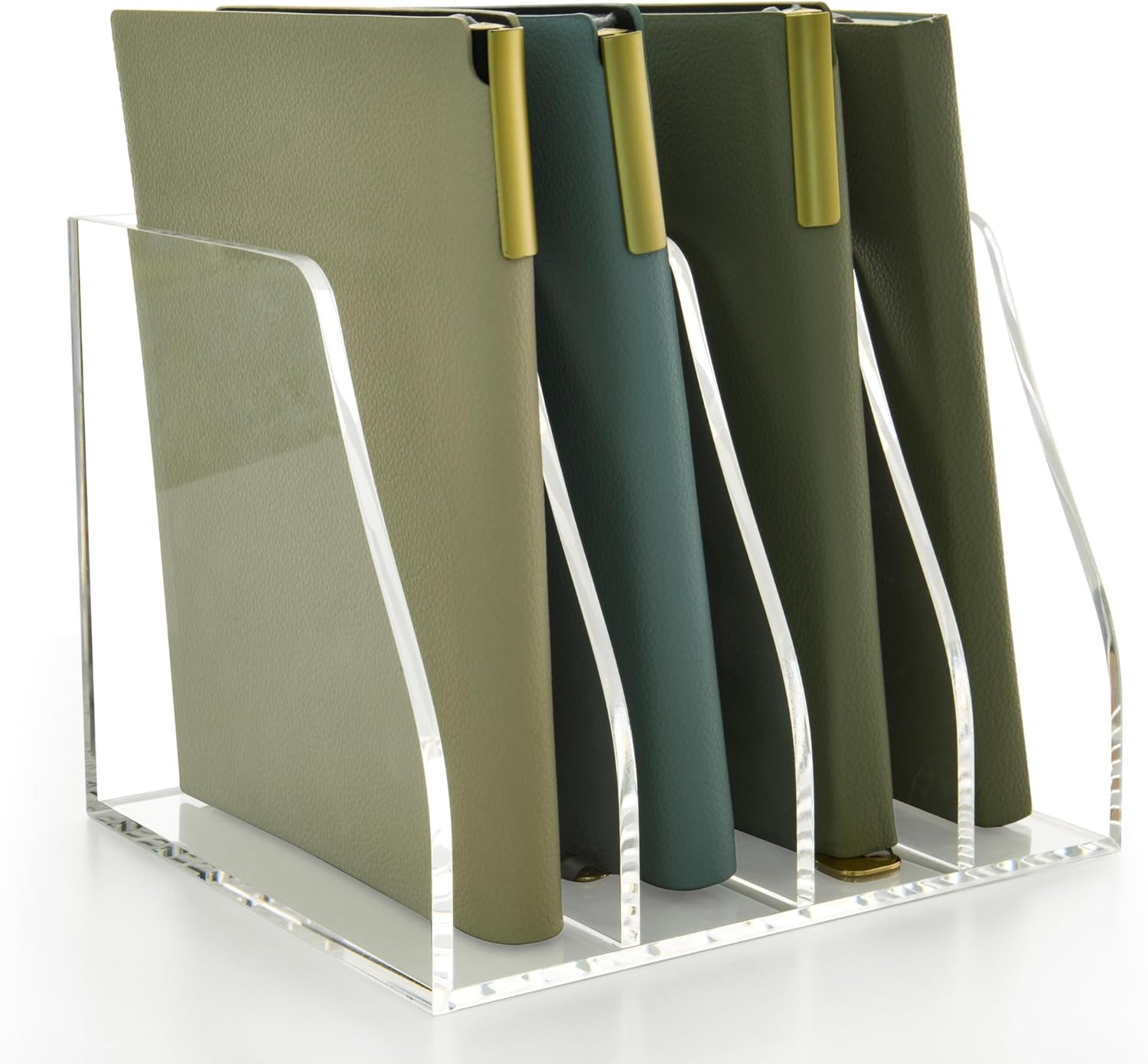 Amazon.com : AIMOLLY Acrylic Magazine File Holder, 4 Vertical Compartments Desk Document Sorter O... | Amazon (US)