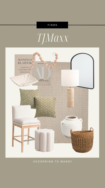 TJMaxx finds! 

Affordable home decor, affordable home, lamp, mirror, case, basket, rug, coffee table books, decor books, ottoman, tray, marble tray, travertine tray, barstool, upholstered barstool, budget friendly home finds

#LTKhome