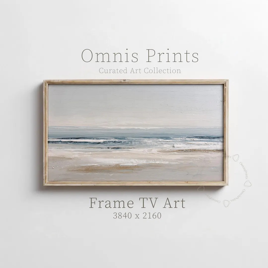 Minimal Neutral Coastal Seascape Frame TV Art (16:9) – Soft Blue Ocean Abstract Art | Etsy (Global)