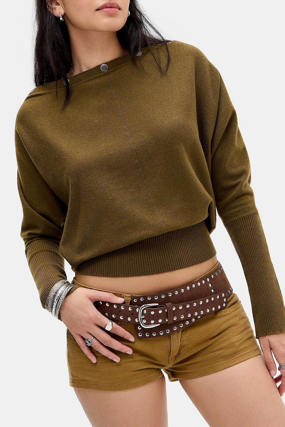 UO Suedette Wide Studded Belt | Urban Outfitters UK