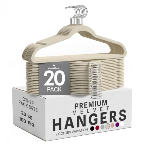 Utopia Home Velvet Hangers, 20 Pack, Ivory | Amazon (US)