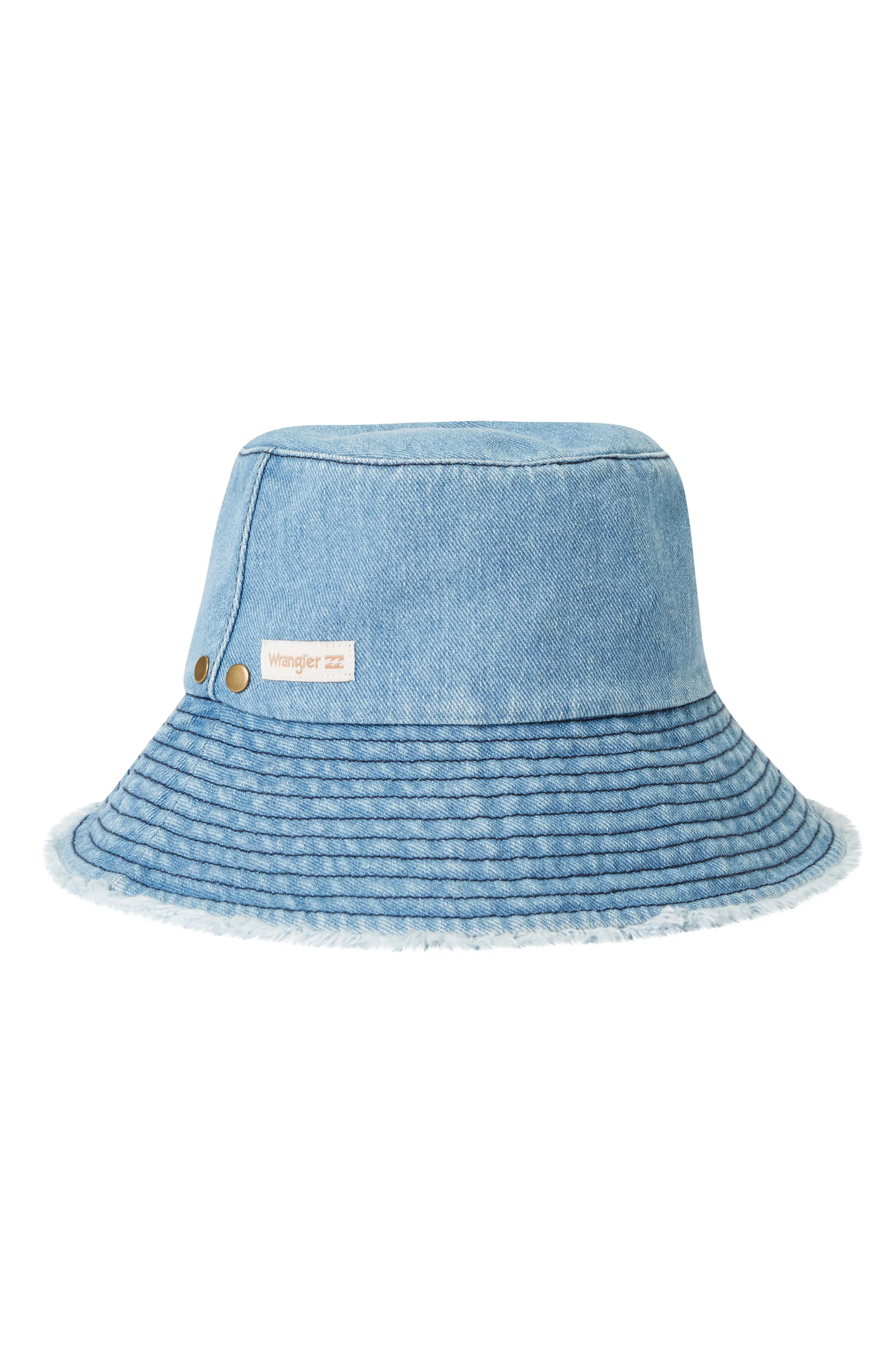 Billabong x Wrangler Hats Off Eco Cotton Denim Bucket Hat in Beach Wash at Nordstrom | Nordstrom