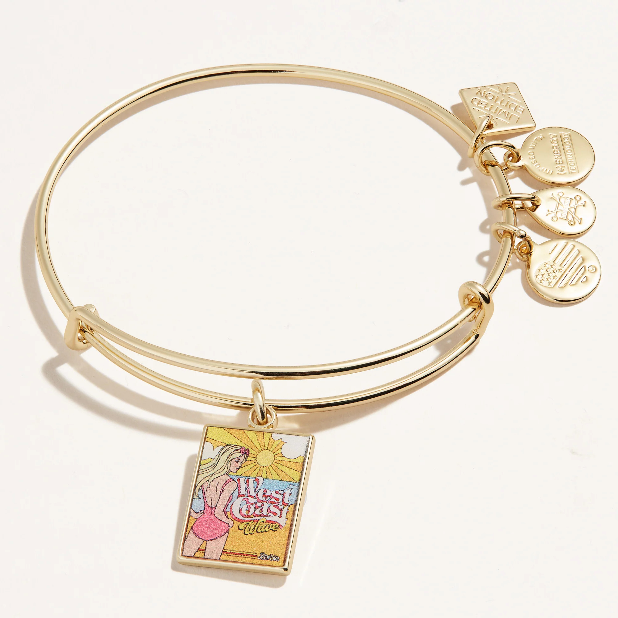 Malibu Barbie 50th Anniversary West Coast Wave Gold Charm Bangle | Alex and Ani