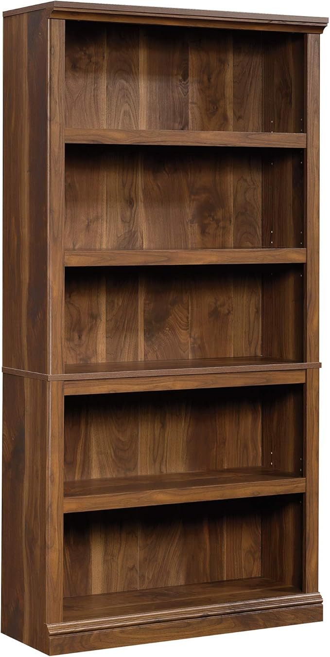 Sauder 5 Tier Book Shelf Wooden Bookcase Multipurpose Bookshelf for Home Office, Living Room, in ... | Amazon (US)