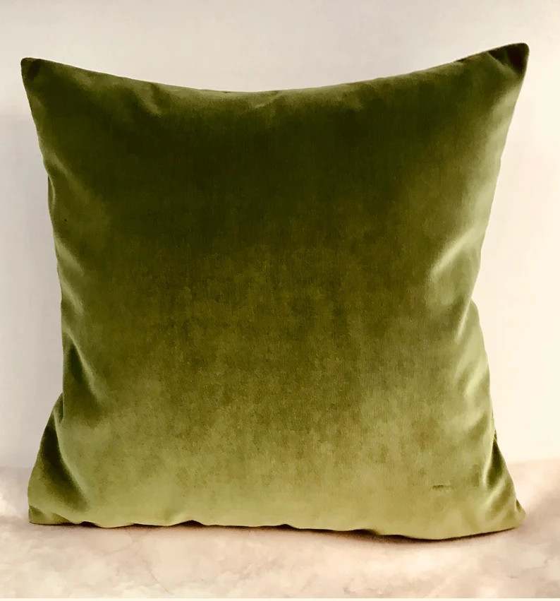 Olive Green Velvet Pillow Cover, Green Pillow Case Custom Made P Velvet Cushion Cover, Couch Pill... | Etsy (US)