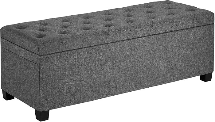 VEVOR Storage Ottoman Bench, End of Bed Bench with 2 Side Bags, Fabric Upholstered with Metal Fra... | Amazon (US)