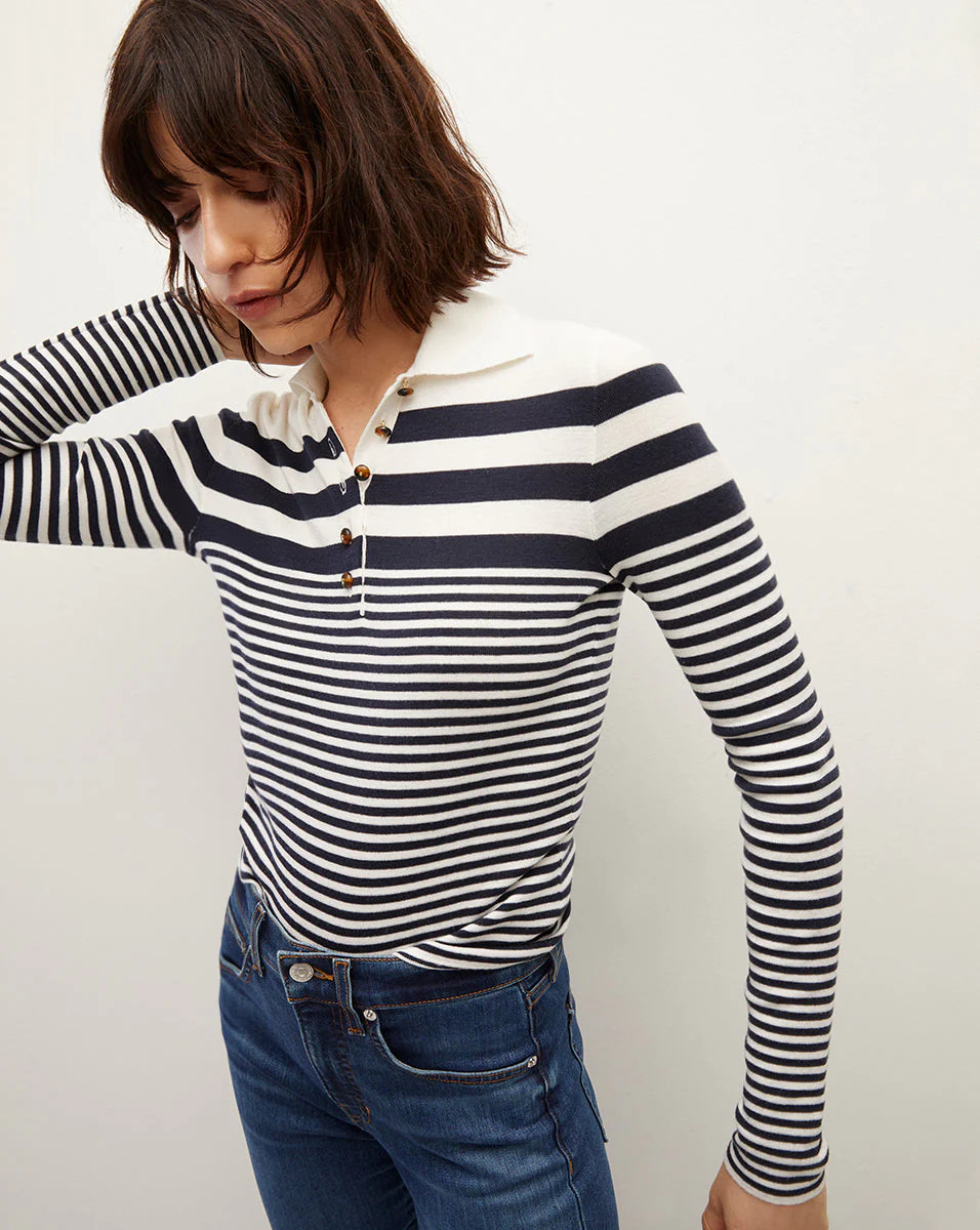 Raj Striped Polo Top | Veronica Beard
