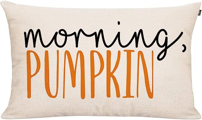 GTEXT Fall Throw Pillow Cover Autumn Decor Watercolor Pumpkins Morning Pumpkin Pillow Cover 20x12... | Amazon (US)