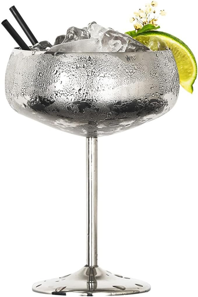 Walbest Stainless Steel Coupe Glass - 16oz Margarita Glasses Retro Champagne Coupe Glasses Large ... | Amazon (US)