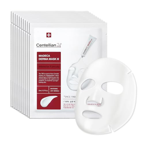 CENTELLIAN 24 Madeca Derma Face Mask (Intensive, 10pc) - Soothing Cotton Sheet Mask for Sensitive, All Skin Types, 24-Hour Hydration. Premium Korean Skin Care. TECA, Centella Asiatica, Madecassoside | Amazon (US)