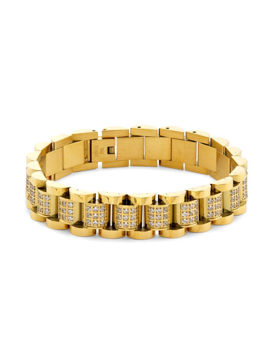 Timepiece Goldtone & Cubic Zirconia Bracelet | Saks Fifth Avenue