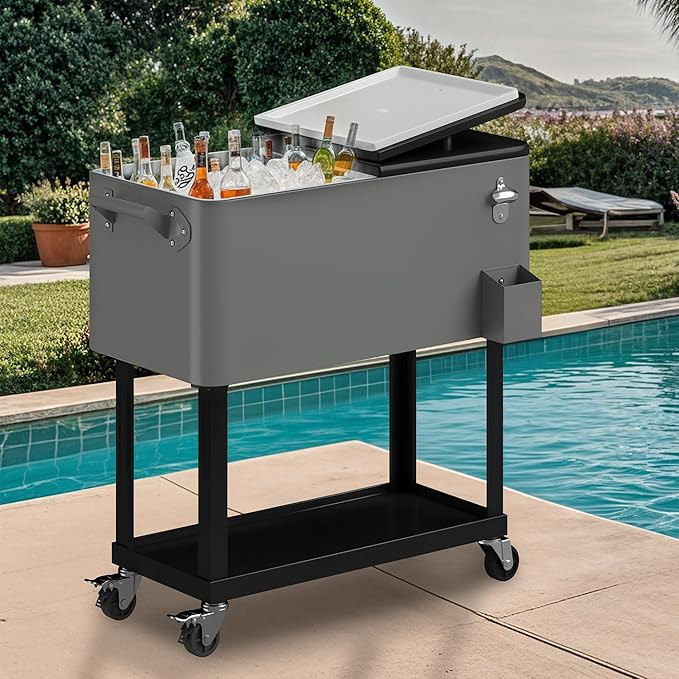 DWVO Ice Chest with Wheels,80 Quart Rolling Cooler with Bottle Opener Drainage, Patio Cooler Cart... | Amazon (US)