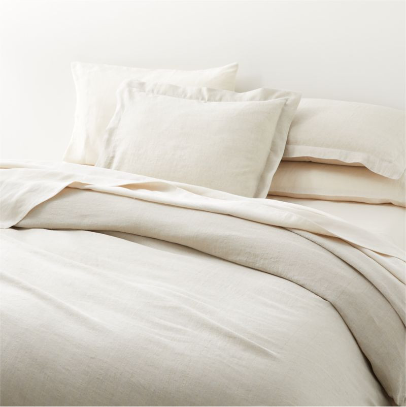 Linen Lurex Striped King Duvet Cover + Reviews | Crate & Barrel | Crate & Barrel