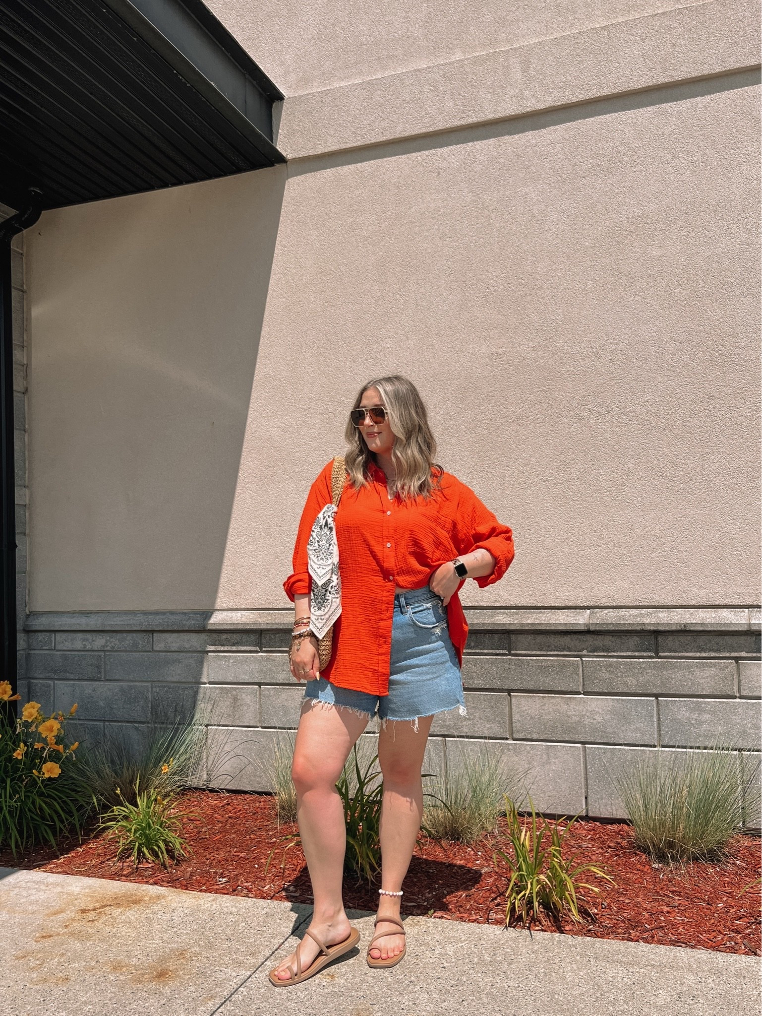 Casual colorful summer outfit! Wearing L in the bright button up shirt. Wearing 32 in the denim shorts (I recommend sizing up!) I’m a 9.5-10 shoe and wear a 10 in the crocs toe loop sandals. Canadian sandals link under “similar products”

#LTKsummer #LTKmidsize #LTKstyletip
