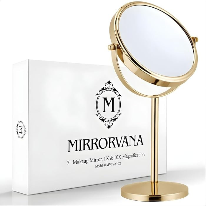 MIRRORVANA 10X Magnifying Makeup Mirror on Round Stand for Tabletop, Bedroom Vanity Desk and Bath... | Amazon (US)