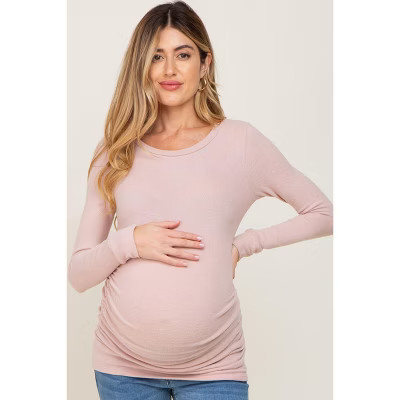 Pinkblush Light Pink Soft Knit Ruched Maternity Top Medium | Target