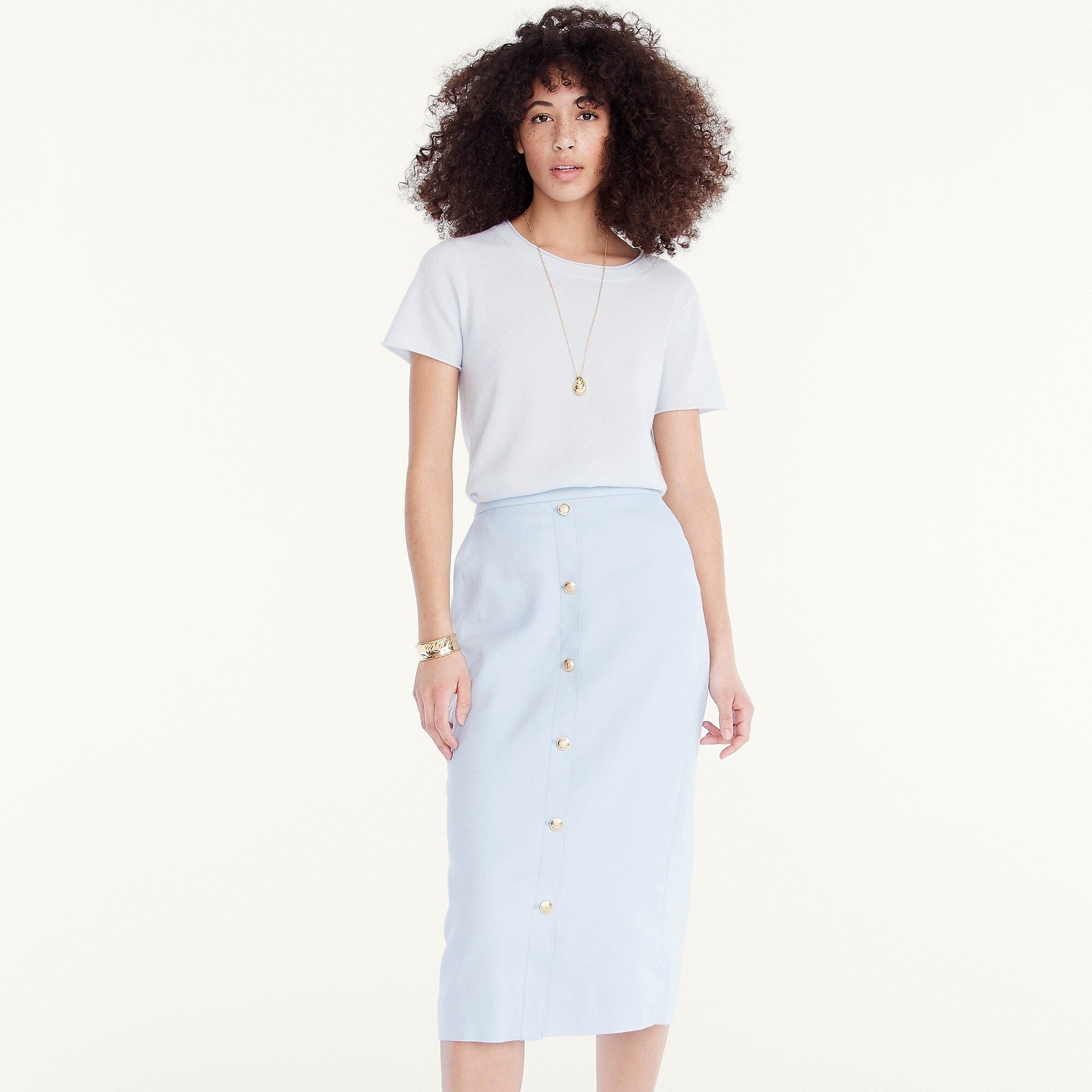 Button-front No. 3 pencil skirt in stretch linen | J.Crew US