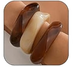 3Pcs Chunky Acrylic Bracelet for Women Large Square Resin Cuff Vintage Bangle Bracelets Wide Jewe... | Amazon (US)