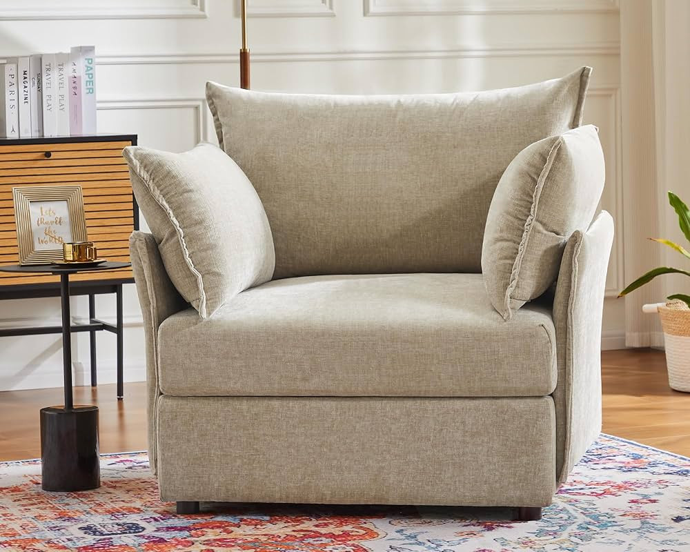 Oversized Accent Chair, Upholstered Modern Sofa Chair with Removable Backrest & Detachable Cover,... | Amazon (US)