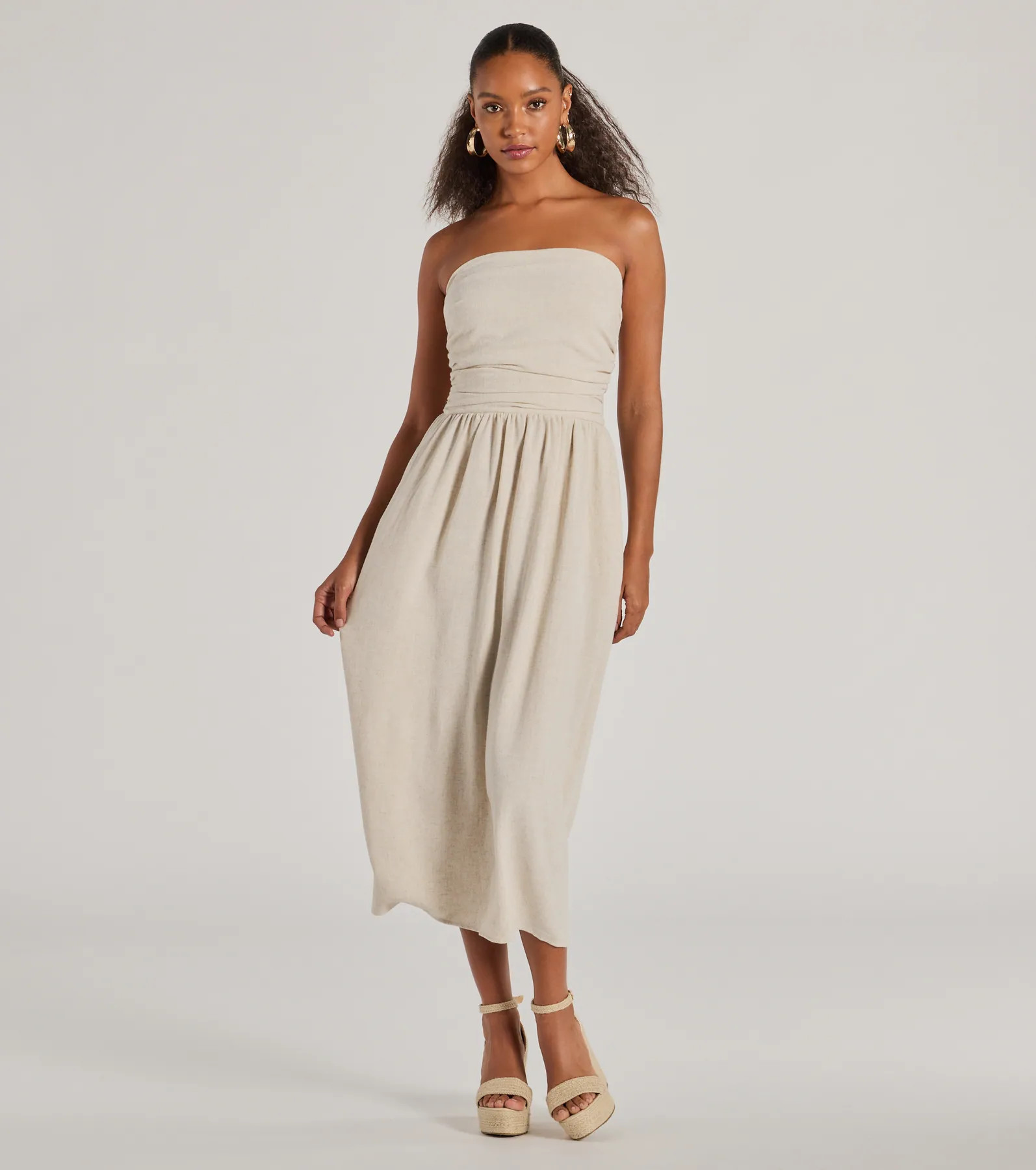 Effortlessly Elevated Strapless Linen-Blend Dress | Windsor Stores