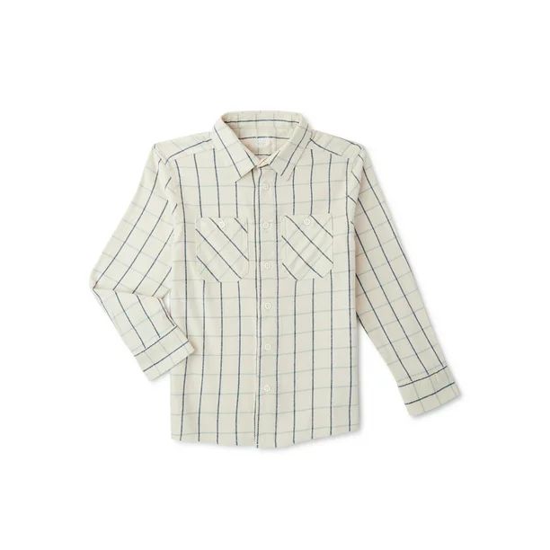 Wonder Nation Boys Long Sleeve Flannel Shirt, Sizes 4-18 & Husky - Walmart.com | Walmart (US)