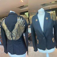 Black Blazer With Gold Skulls Stars & Removable Epaulettes Size 10 | Etsy (UK)