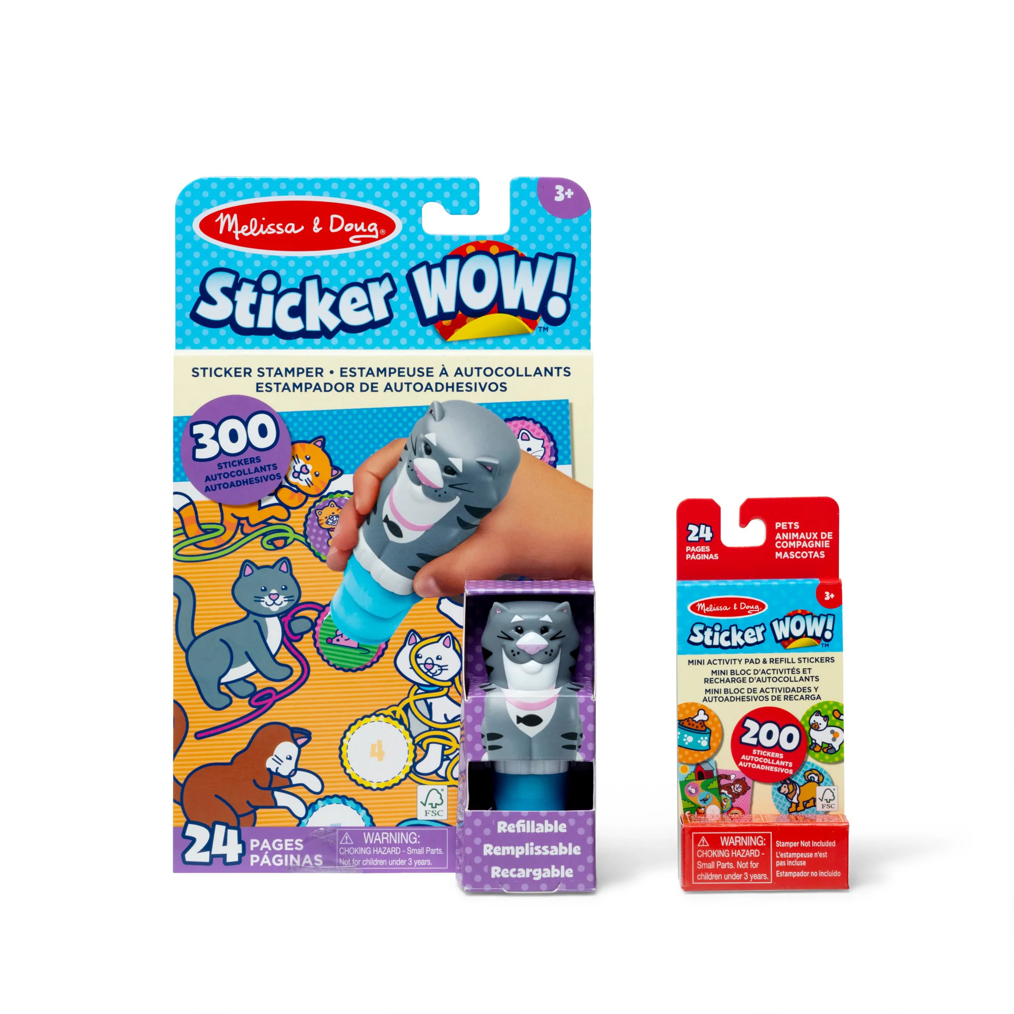 Sticker WOW!™ Cat Bundle: Activity Pad & Sticker Stamper + Mini Activity Pad and 200 Refill Sti... | Melissa and Doug