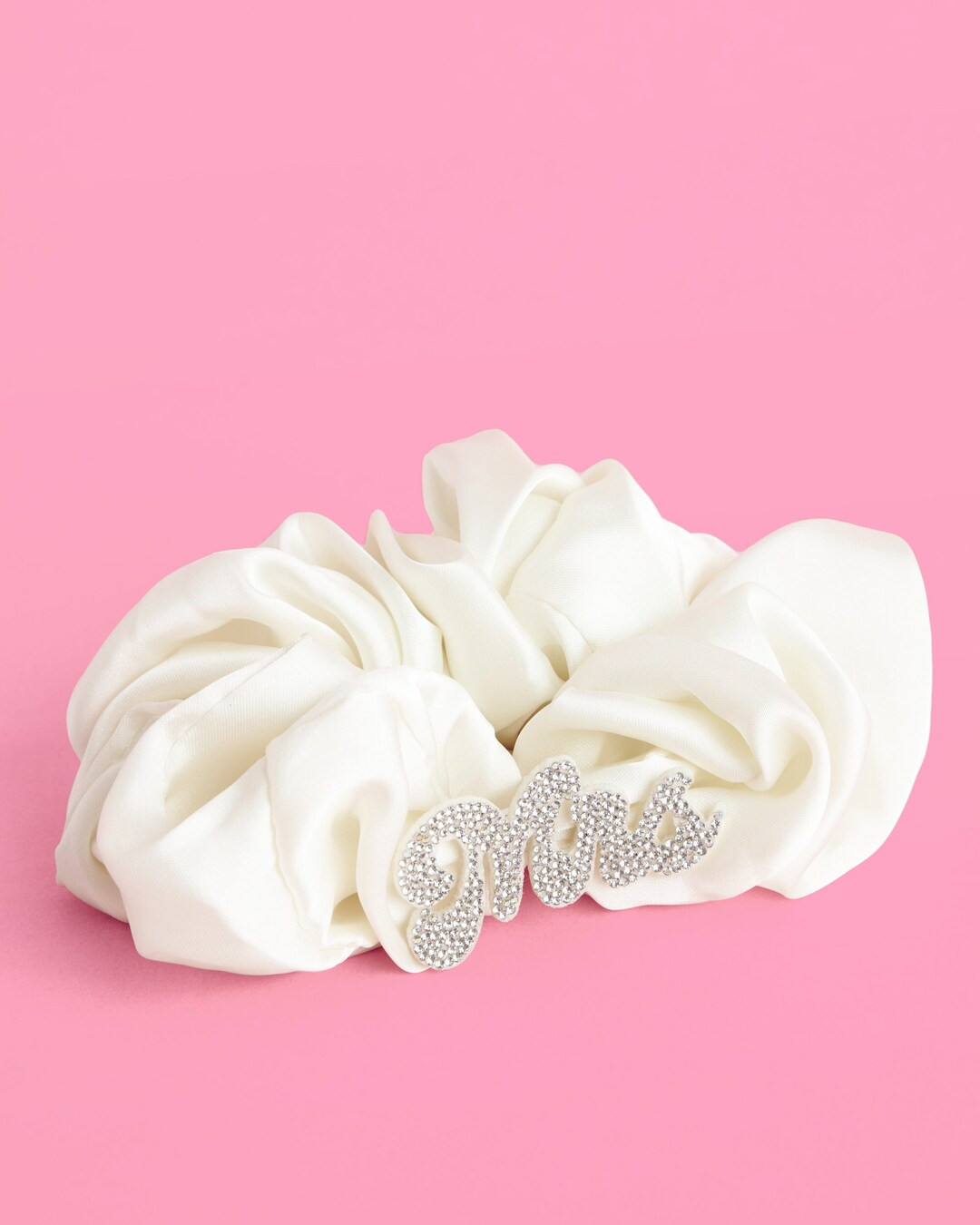 xo, Fetti Bachelorette Party Decorations Mrs Rhinestone Scrunchie - Ivory Satin Hair Tie | Bridal... | Etsy (US)
