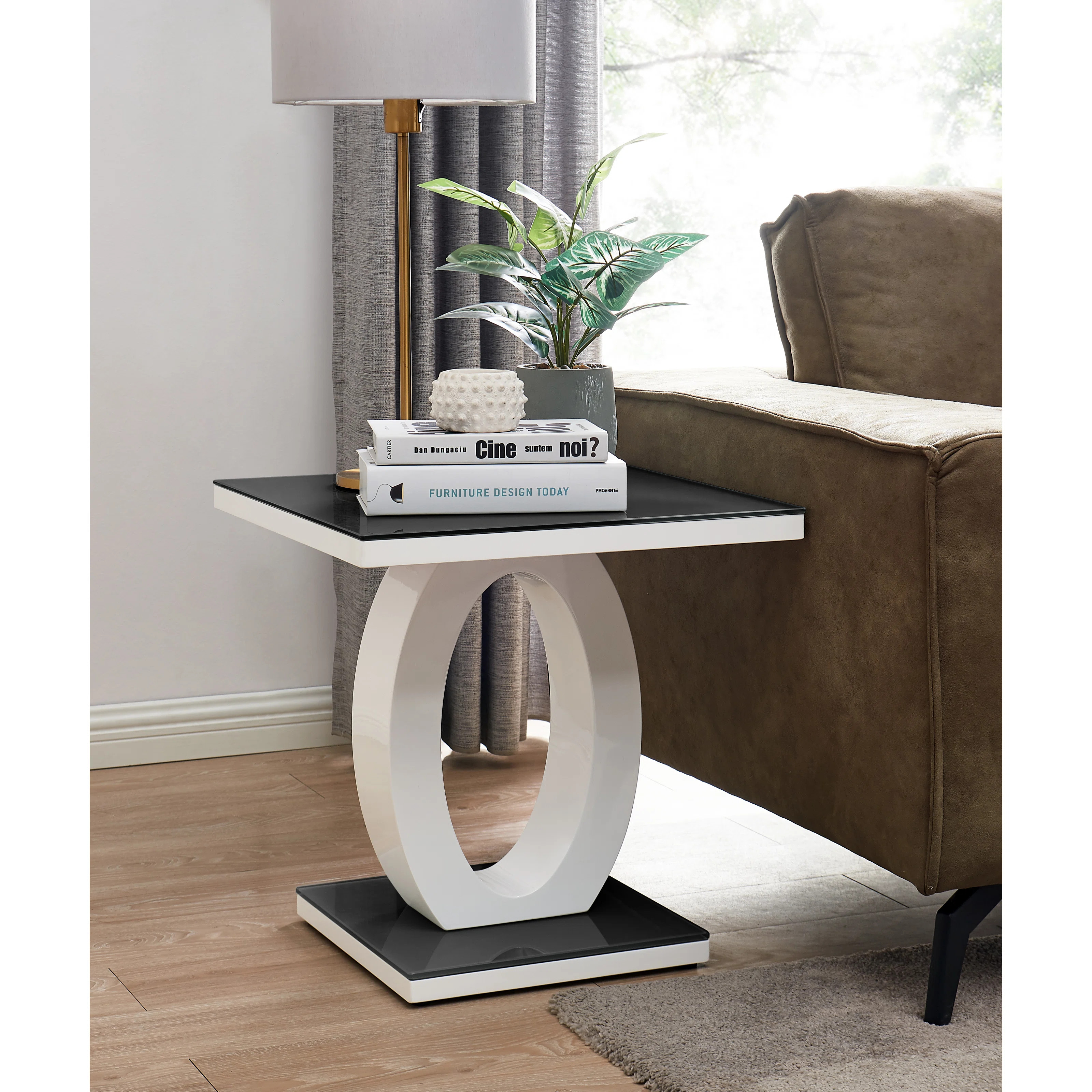 East Urban Home Scottsmoor Modern Halo High Gloss Statement Luxury End Table & Reviews | Wayfair | Wayfair North America