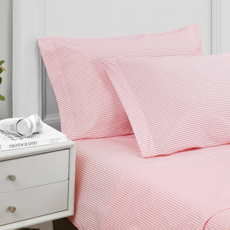 Poppy & Fritz Oxford Stripe Cotton Percale Twin XL Sheet Set | Walmart (US)