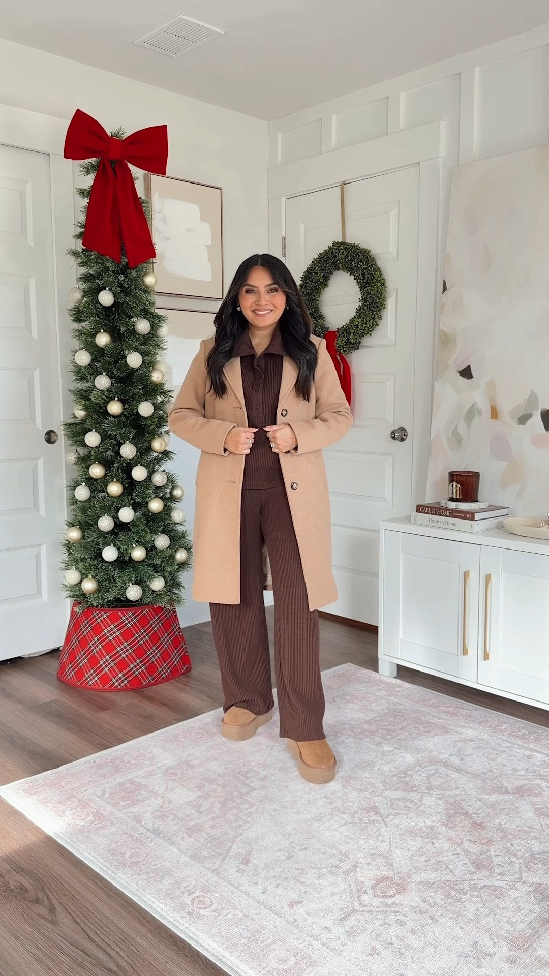 Brown waffle henley top size xs TTS
Brown waffle henley pants small TTS
Ugg platforms boots size 5 TTS
Camel coat size xs petite TTS

#LTKTravel #LTKPetite #LTKSaleAlert