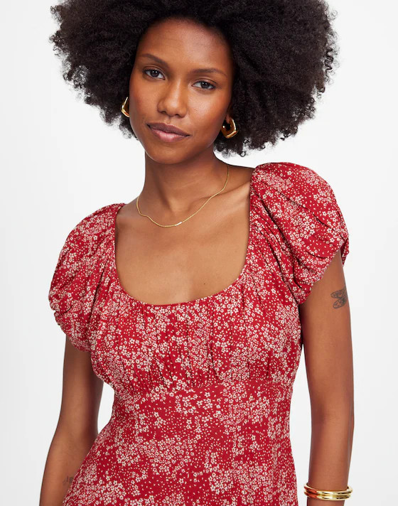 Ruched Scoopneck Mini Dress in Floral | Madewell | Madewell