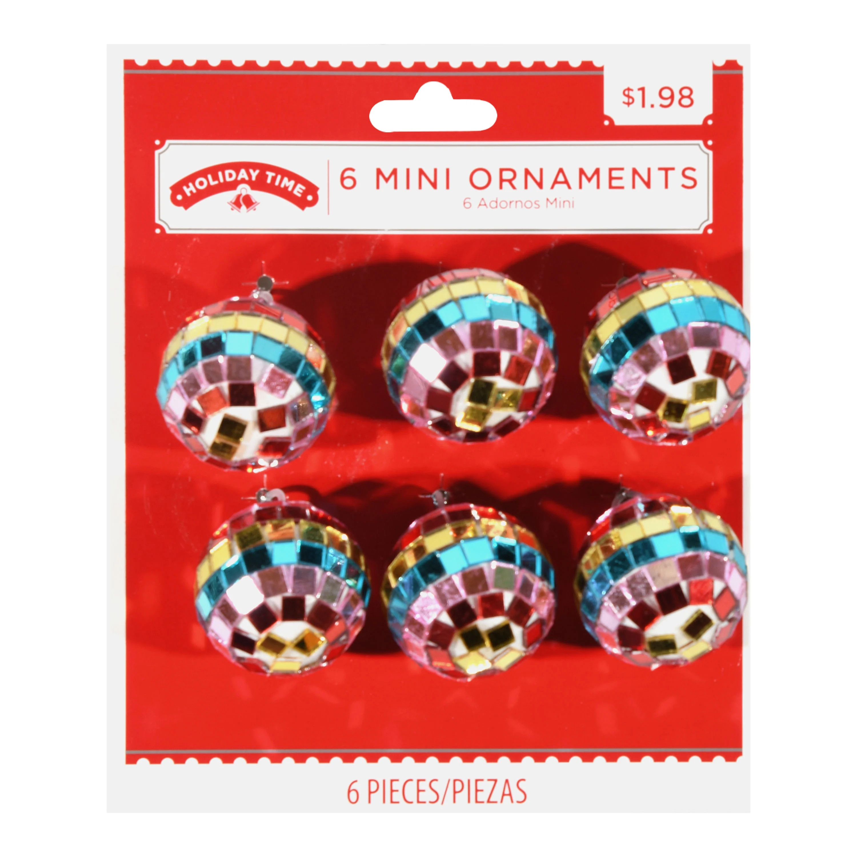 Holiday Time 6ct 35mm Mirror Ball Mini Ornament - Walmart.com | Walmart (US)
