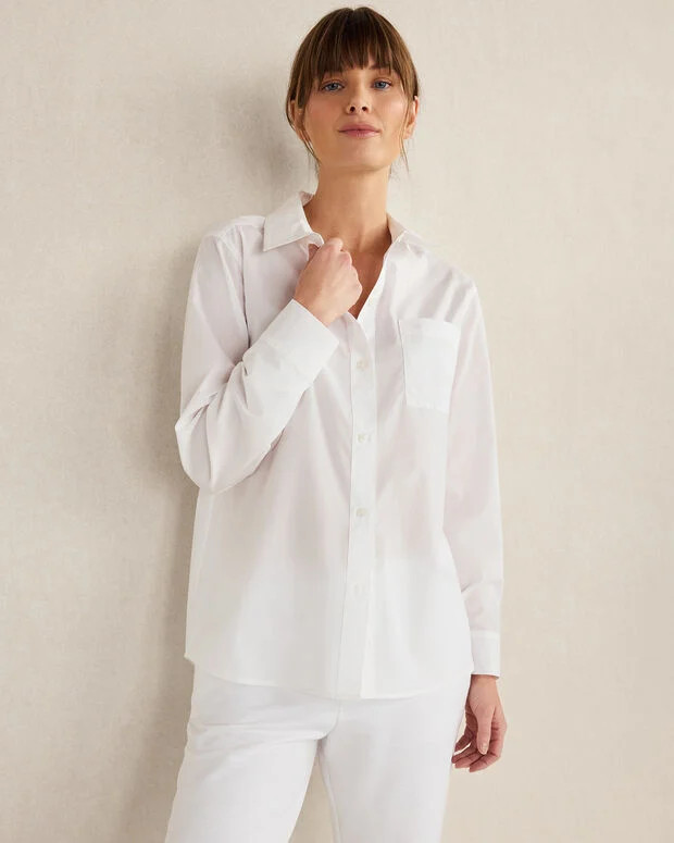 Organic Cotton Poplin Button Down Top | Talbots