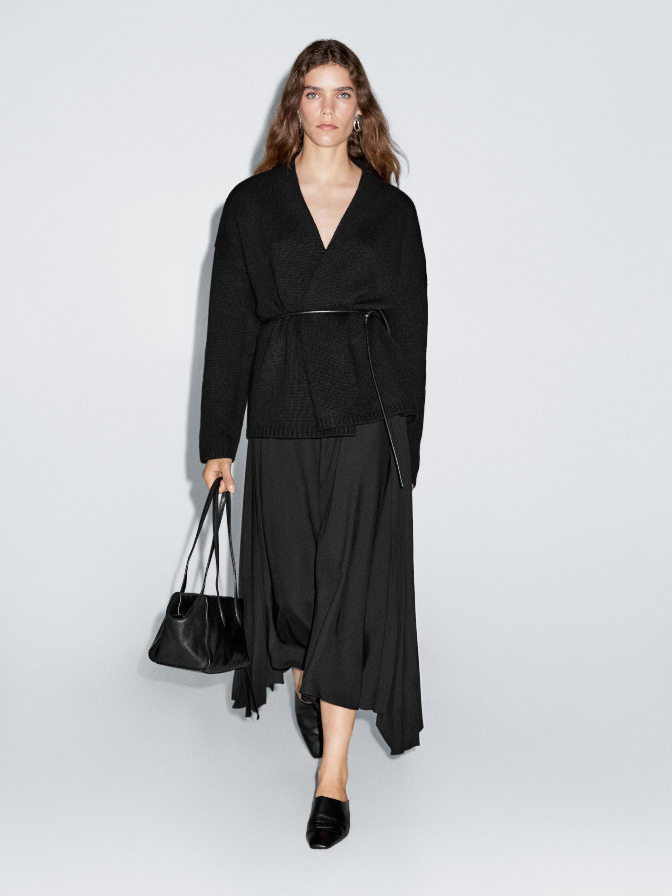 Asymmetric box pleat skirt | Massimo Dutti US