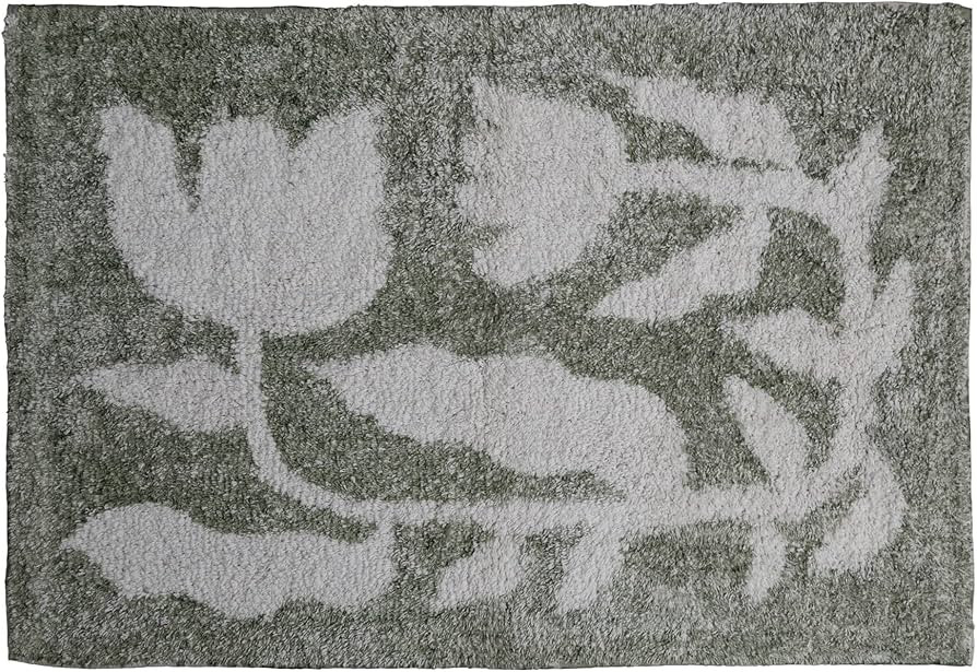 Creative Co-Op Cotton Tufted Flowers, Sage Rugs, 36" L x 24" W x 1" H, Green & White | Amazon (US)