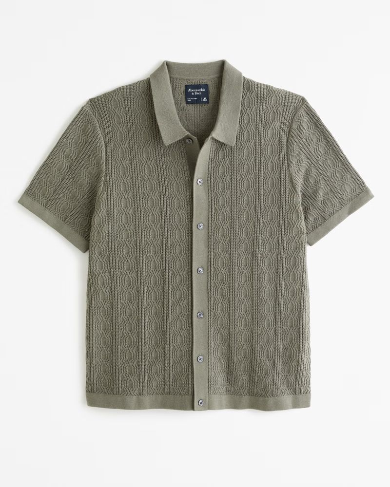 Men's Stitch Button-Through Sweater Polo | Men's Tops | Abercrombie.com | Abercrombie & Fitch (US)